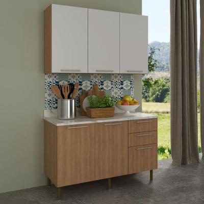 Cozinha Compacta com Armário e Balcão CR20447 5 Portas 3 Gavetas MDF 120cm Branco