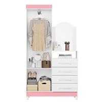 Cômoda New Capri 2 Portas E 4 Gavetas Quadriflex Branco/rosa Matte Com Espelho - Móveis Albatroz Branco/rosa Matte - 3