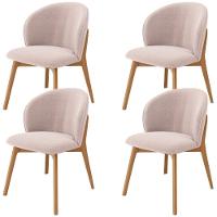 Kit 04 Cadeiras De Jantar E Estar Living Estofada Mia L02 Bouclê Rosê - Lyam Decor - 1