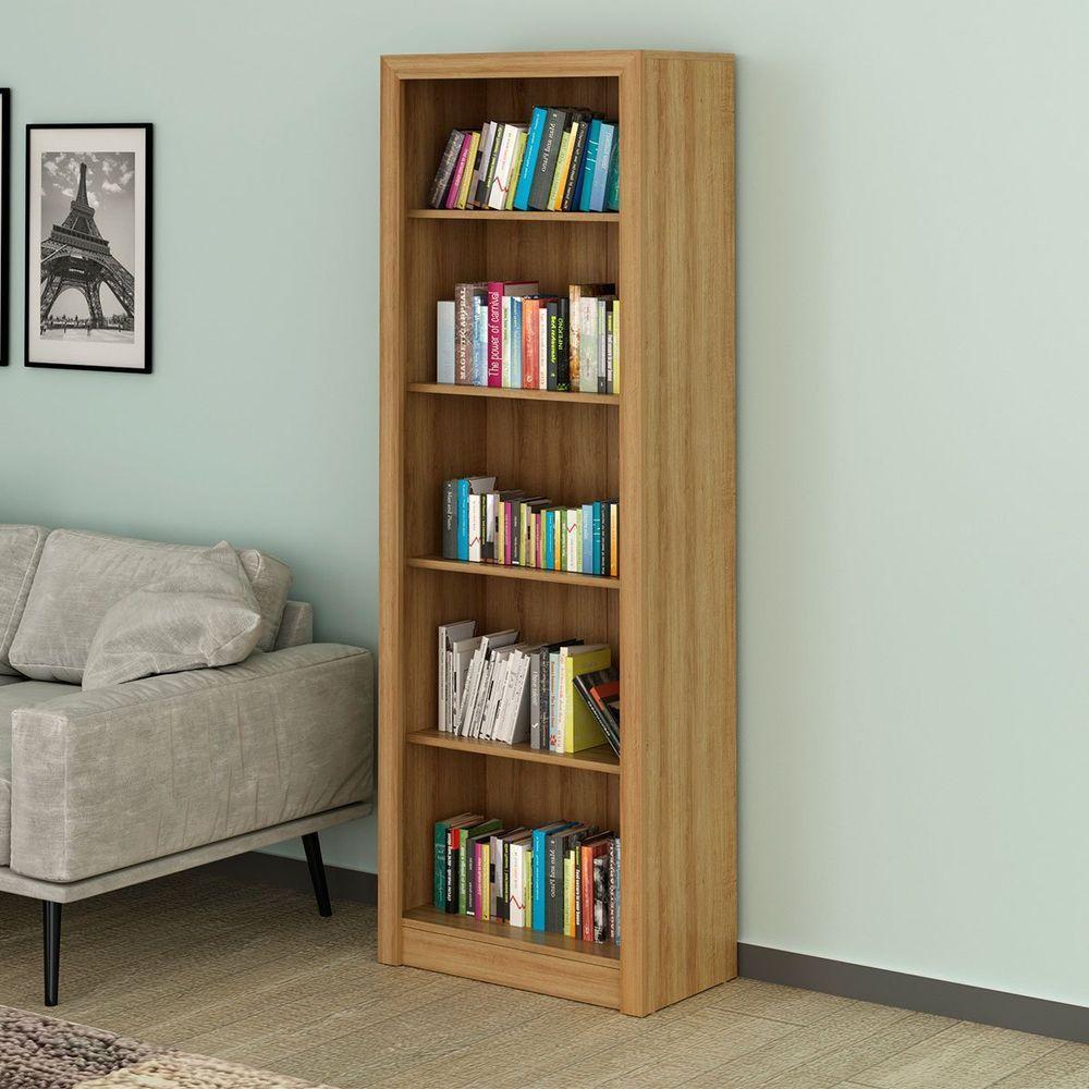 Estante Armário Alta Livreiro Multiuso Office 5 Prateleiras Amêndoa - 4