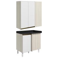 Armario Aereo E Balcao Canto Reto Mdf Kali Nicioli Bianco Toq Branco Uv - 1