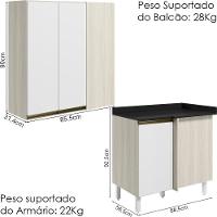 Armario Aereo E Balcao Canto Reto Mdf Kali Nicioli Bianco Toq Branco Uv - 3