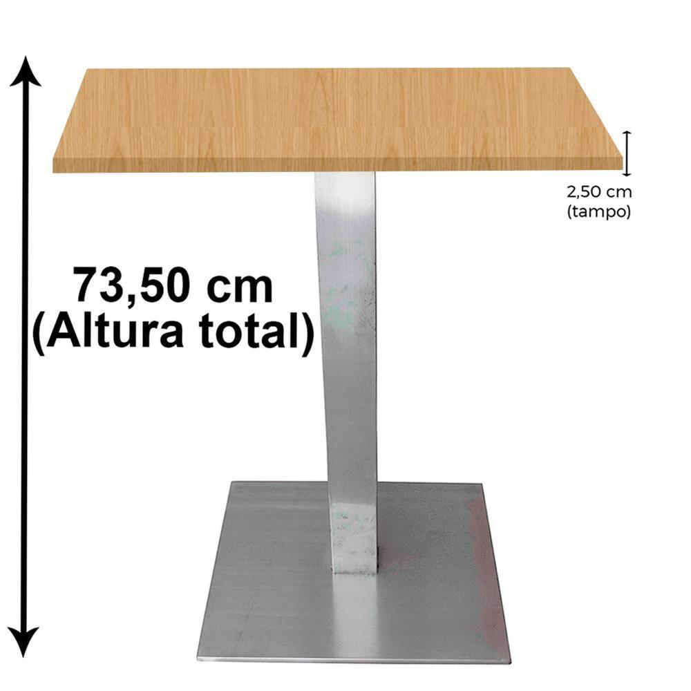 Mesa Alpha Inox 73,50 Cm (alt) Base Quadrada Tampo Mdp Quadrado 60 Cm (larg) X 2,50 Cm (alt) Samba - 3