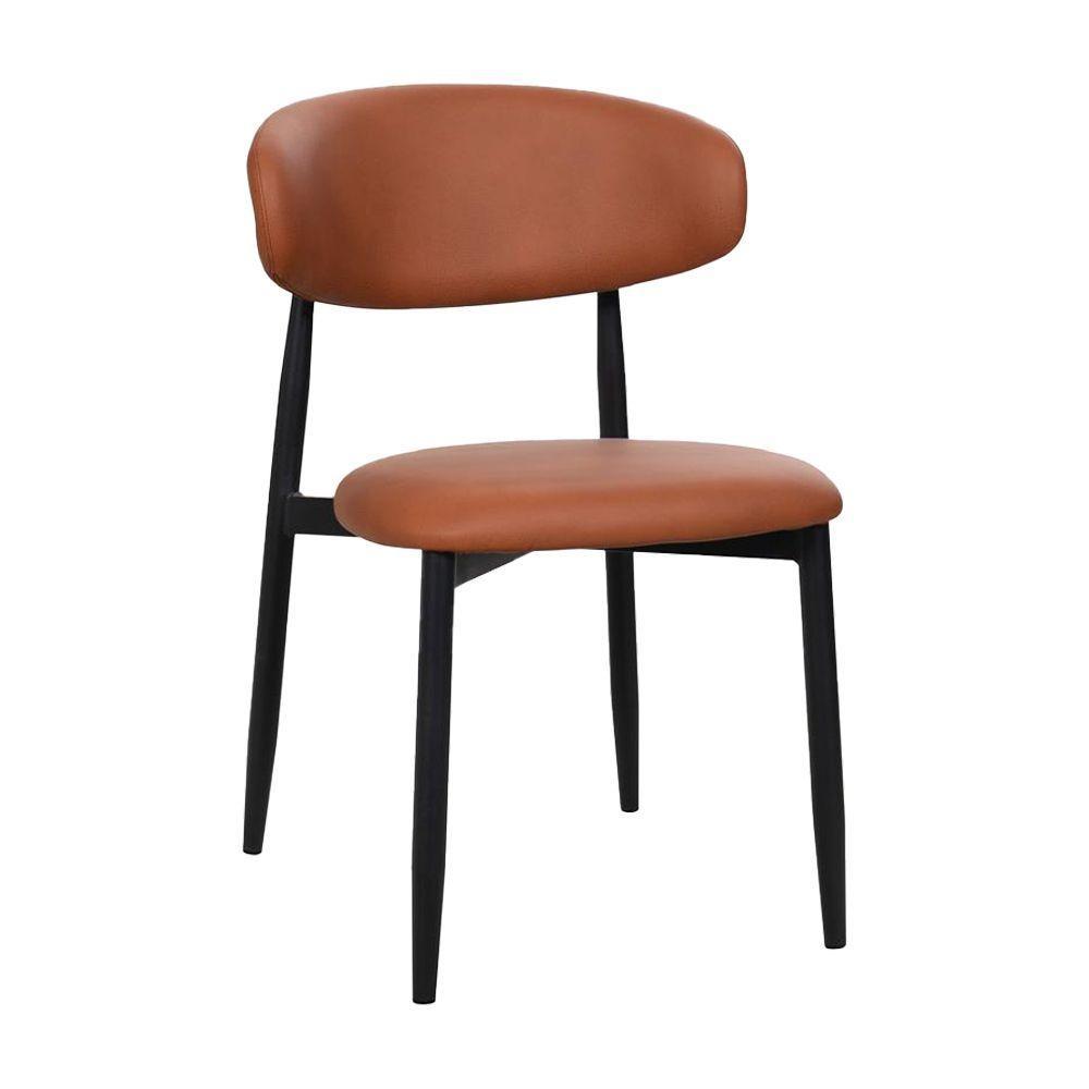 Kit 2 Cadeiras De Jantar Lucy Estrutura Aço Carbono Laminado Preto Com Estofado Poliuretano Caramelo - 6