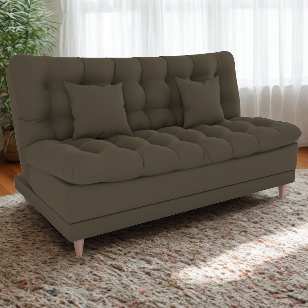 Sofa Cama 2 Lugares 185 Cm Duda Veludo Light B256 Milani Store Marrom Claro - 2