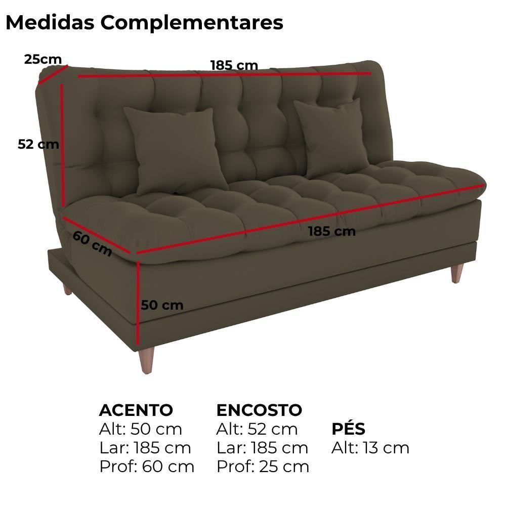 Sofa Cama 2 Lugares 185 Cm Duda Veludo Light B256 Milani Store Marrom Claro - 4