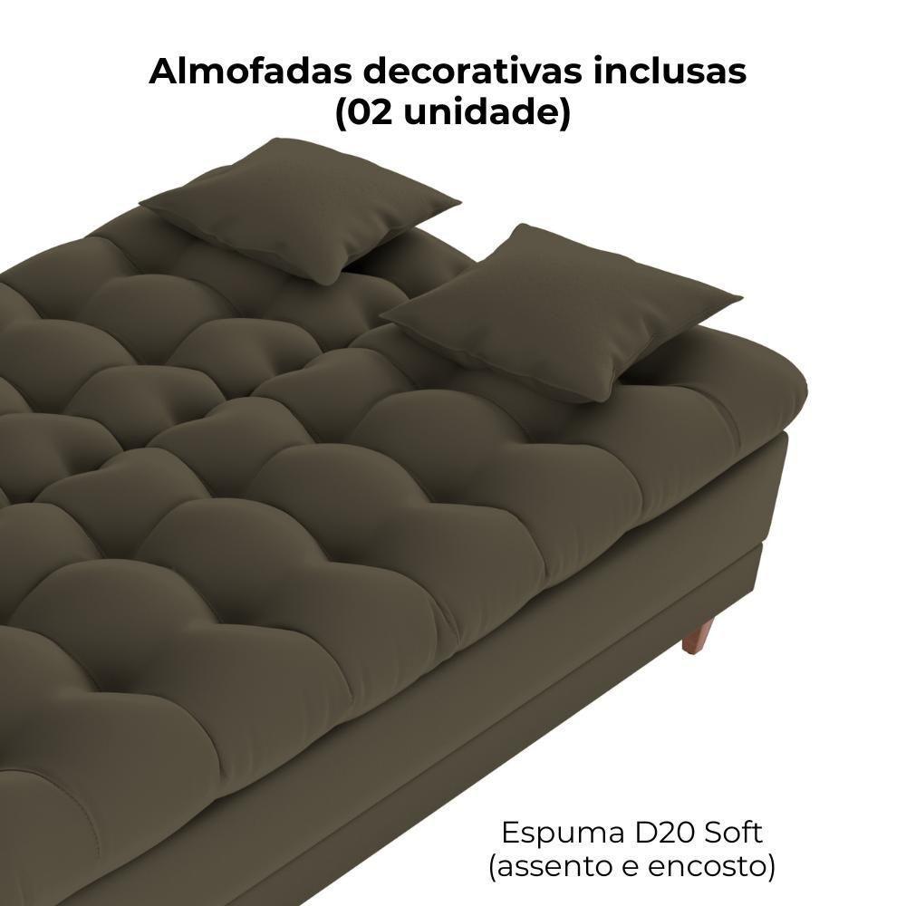 Sofa Cama 2 Lugares 185 Cm Duda Veludo Light B256 Milani Store Marrom Claro - 6