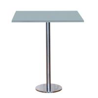 Mesa Pisa Beta Bistrô Fratini 107,50cm (a) Disco Redondo Inox Tampo Mdp Quadrado Cinza 70cm (l) - 1