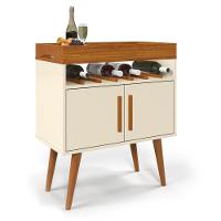 Aparador Café Drink Com Portas Pés Em Madeira Pinus Off White/caramelo - 2