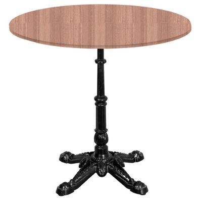 Base De Mesa Apus Em Ferro Preto 75 Cm (alt) Tampo Mdp Redondo Noce Nat 60cm (larg) X 2,5 Cm (alt)