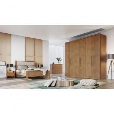 Guarda Roupa Casal Messina 6 Portas de Bater 4 Gavetas Cumaru MDF