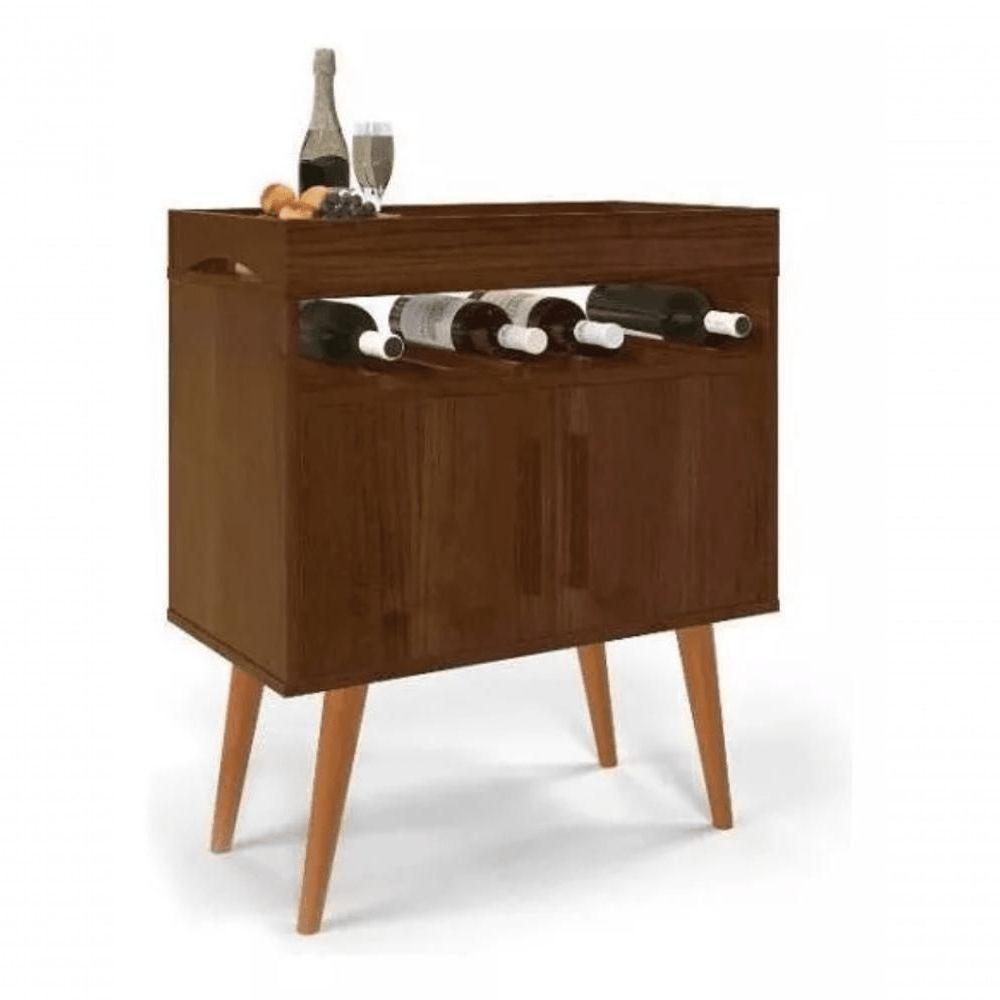 Aparador Café Shot Com Portas Pés Em Madeira Pinus Canela - 2