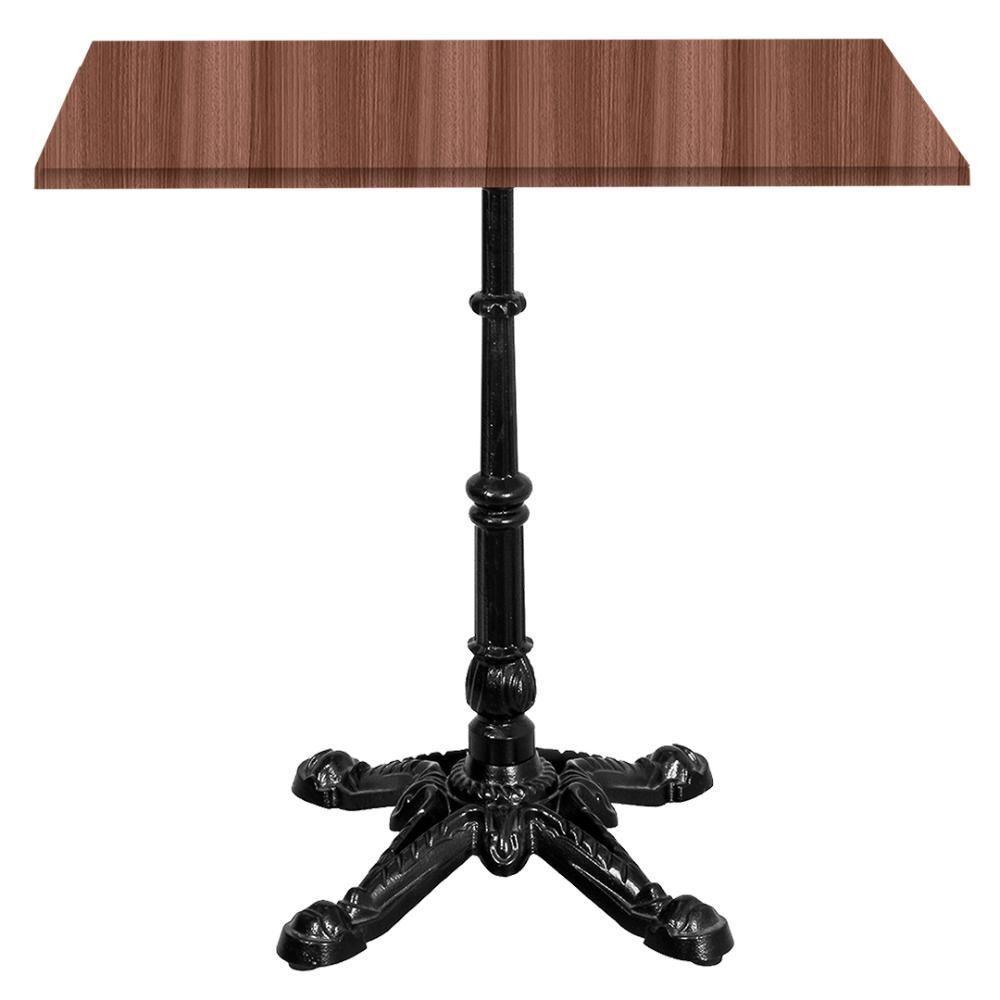 Base De Mesa Apus Em Ferro Preto 75 Cm (alt) Tampo Mdp Quadrado Walnut 60 Cm (larg) X 2,5 Cm (alt) - 2