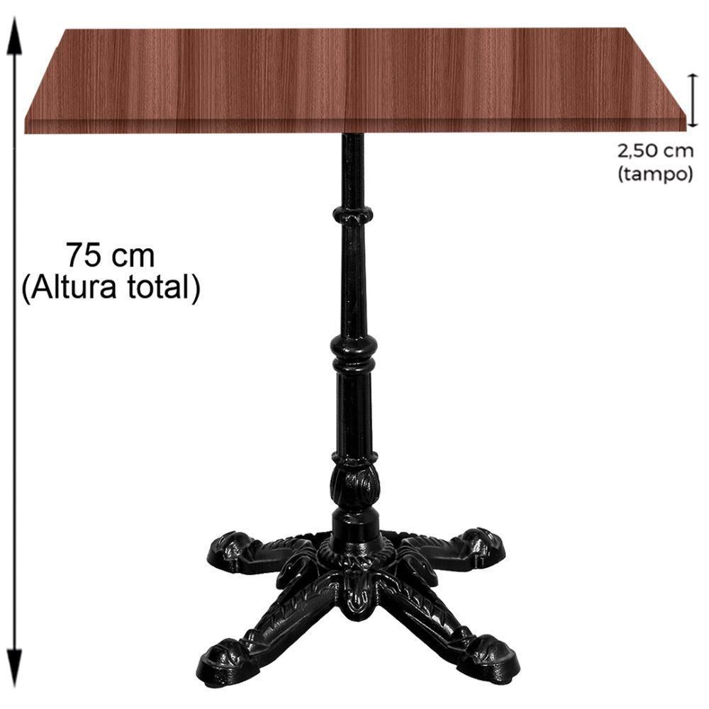 Base De Mesa Apus Em Ferro Preto 75 Cm (alt) Tampo Mdp Quadrado Walnut 60 Cm (larg) X 2,5 Cm (alt) - 3