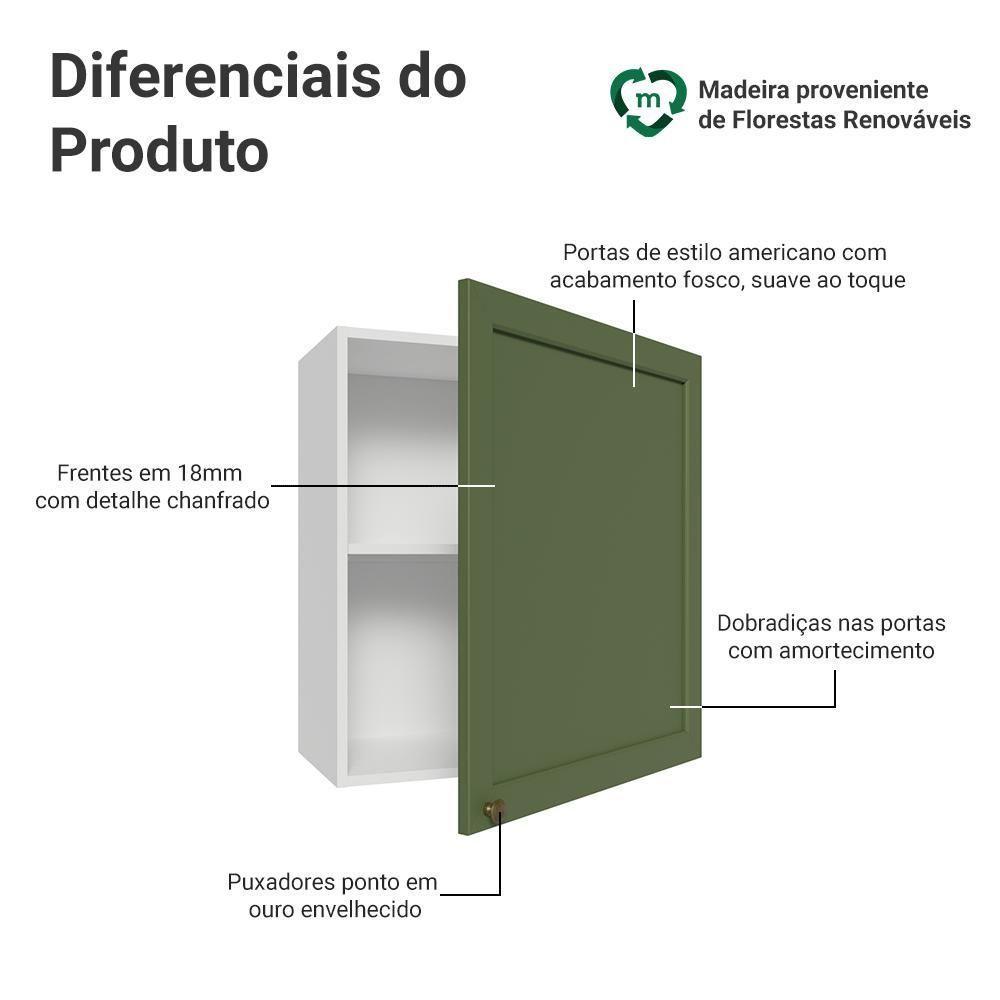 Armário Aéreo 60 Cm 1 Porta Vik Madesa Branco/verde - 3