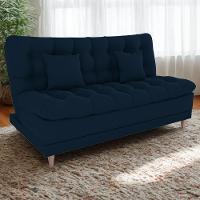 Sofa Cama 2 Lugares 185 Cm Duda Veludo Light B254 Milani Store Azul - 2