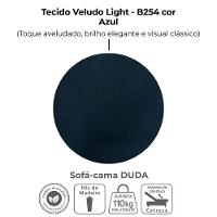 Sofa Cama 2 Lugares 185 Cm Duda Veludo Light B254 Milani Store Azul - 5