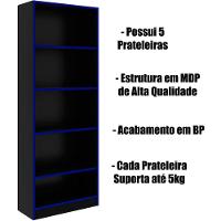 Estante Multiuso Gamer Livreiro Office 5 Prateleiras Preto/azul - 3