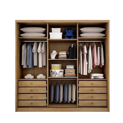 Guarda Roupa Casal Medelim 3 Portas Correr 8 Gavetas Cumaru MDF Móveis Novo Horizonte