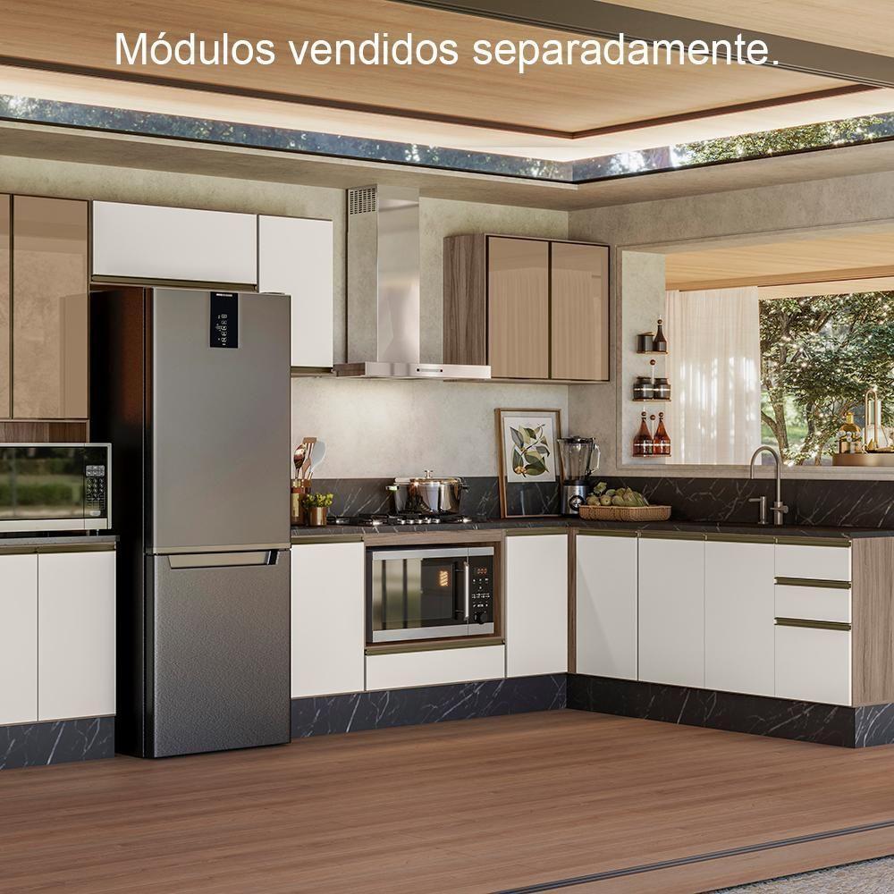 Armario Aereo Balcao 2 Portas 80cm Mdf Kali Nicioli Carvalho Toq Off White Cetim - 8