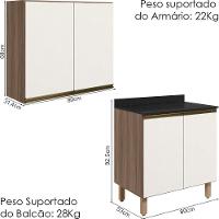 Armario Aereo Balcao 2 Portas 80cm Mdf Kali Nicioli Carvalho Toq Off White Cetim - 3