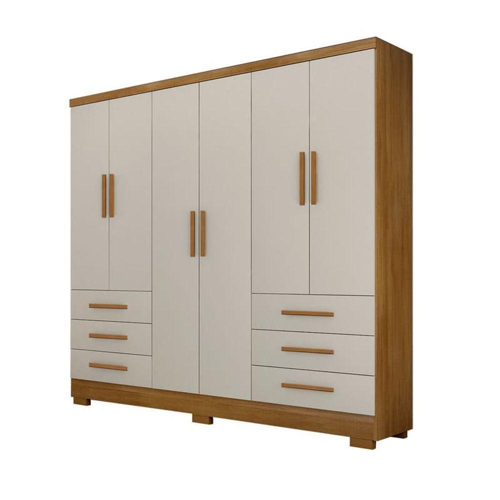 Guarda Roupa Solteiro Com Pés 6 Portas 6 Gavetas - Berlim-cumaru-fendi - Móveis Novo Horizonte - 2
