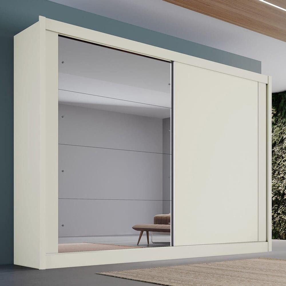 Guarda Roupa Casal Com Espelho 2 Portas 4 Gavetas - Creta-off White - Móveis Europa - 1