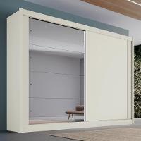 Guarda Roupa Casal Com Espelho 2 Portas 4 Gavetas - Creta-off White - Móveis Europa - 1