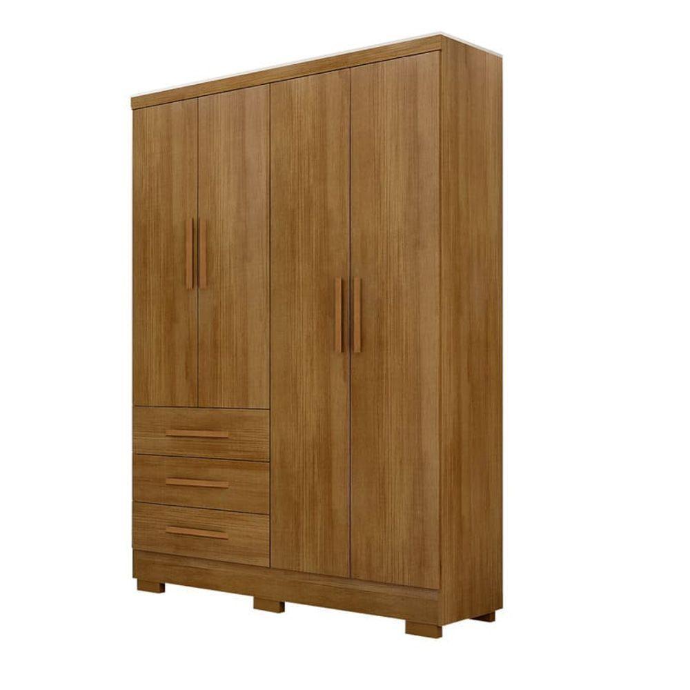 Guarda Roupa Solteiro Com Pés 4 Portas 3 Gavetas - Encant-cumaru - Móveis Novo Horizonte - 2