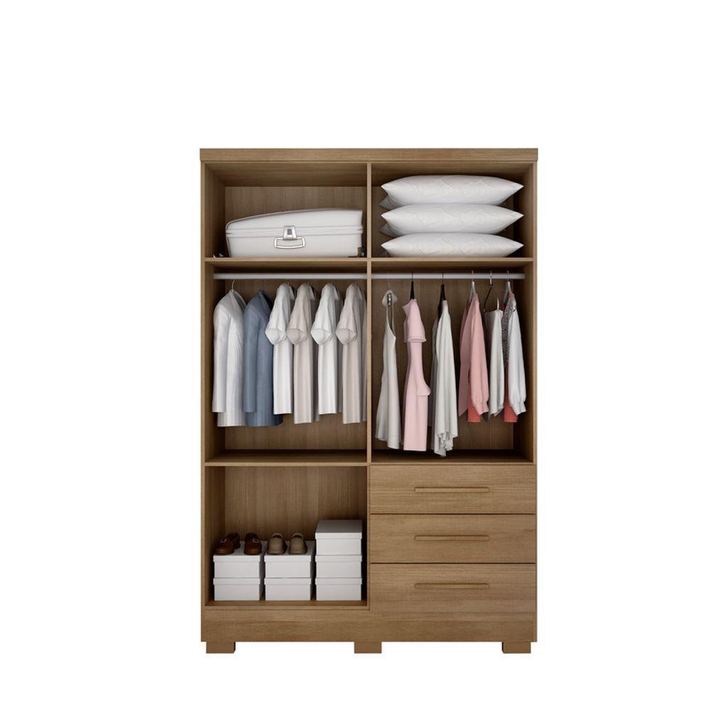 Guarda Roupa Solteiro Com Pés 4 Portas 3 Gavetas - Encant-cumaru - Móveis Novo Horizonte - 3
