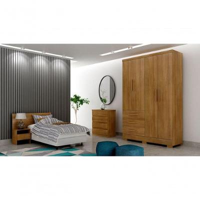 Guarda Roupa Solteiro Encant 4 Portas de Bater 3 Gavetas Cumaru MDP
