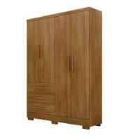 Guarda Roupa Solteiro Com Pés 4 Portas 3 Gavetas - Encant-cumaru - Móveis Novo Horizonte - 2