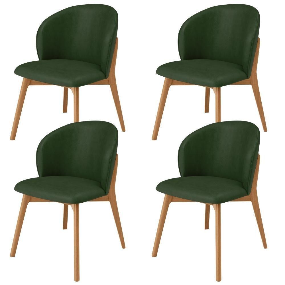 Kit 04 Cadeiras De Jantar E Estar Living Estofada Mia L02 Couríssimo Verde Musgo - Lyam Decor - 1