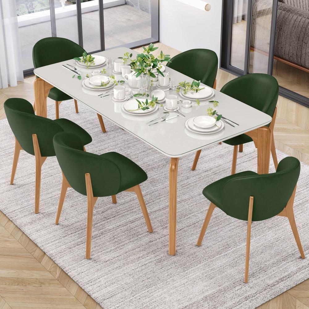 Kit 04 Cadeiras De Jantar E Estar Living Estofada Mia L02 Couríssimo Verde Musgo - Lyam Decor - 2