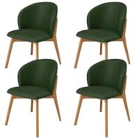 Kit 04 Cadeiras De Jantar E Estar Living Estofada Mia L02 Couríssimo Verde Musgo - Lyam Decor - 1