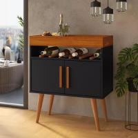 Aparador Café Shot Com Portas Pés Em Madeira Pinus Preto/caramelo - 1