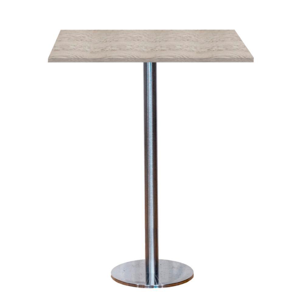Mesa Pisa Beta Bistrô Fratini 107,50cm (a) Disco Redondo Inox Tampo Mdp Quadrado Castanheira 80cm(l) - 1