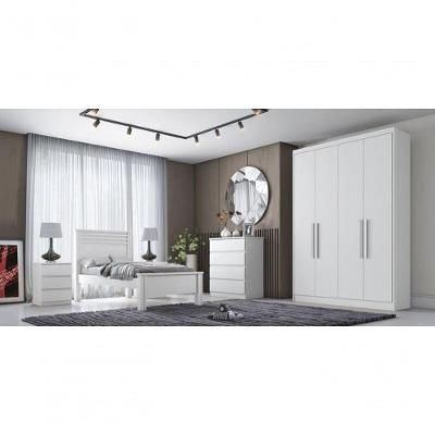 Guarda Roupa Solteiro Moderni 4 Portas 3 Gavetas branco 100% MDF