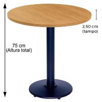Mesa Zeta Ferro Preto 75 Cm (alt) Disco Redondo Tampo Mdp Redondo 60 Cm (larg) X 2,5 Cm (alt) Samba