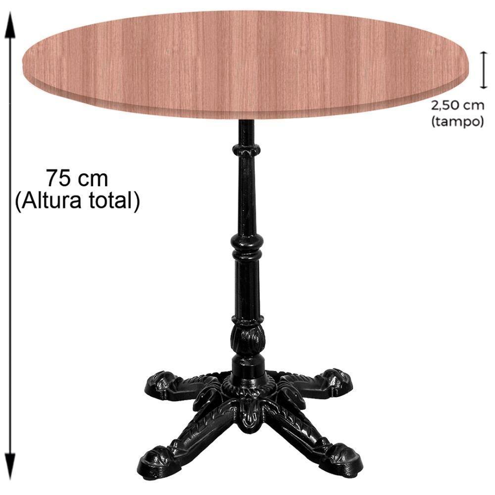 Base De Mesa Apus Em Ferro Preto 75 Cm (alt) Tampo Mdp Redondo Noce Nat 80cm (larg) X 2,5 Cm (alt) - 3