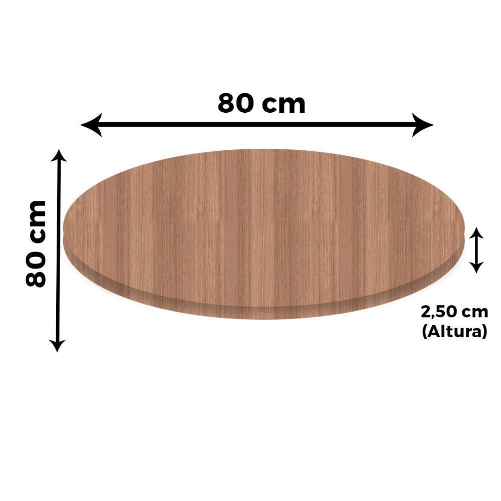 Base De Mesa Apus Em Ferro Preto 75 Cm (alt) Tampo Mdp Redondo Noce Nat 80cm (larg) X 2,5 Cm (alt) - 6