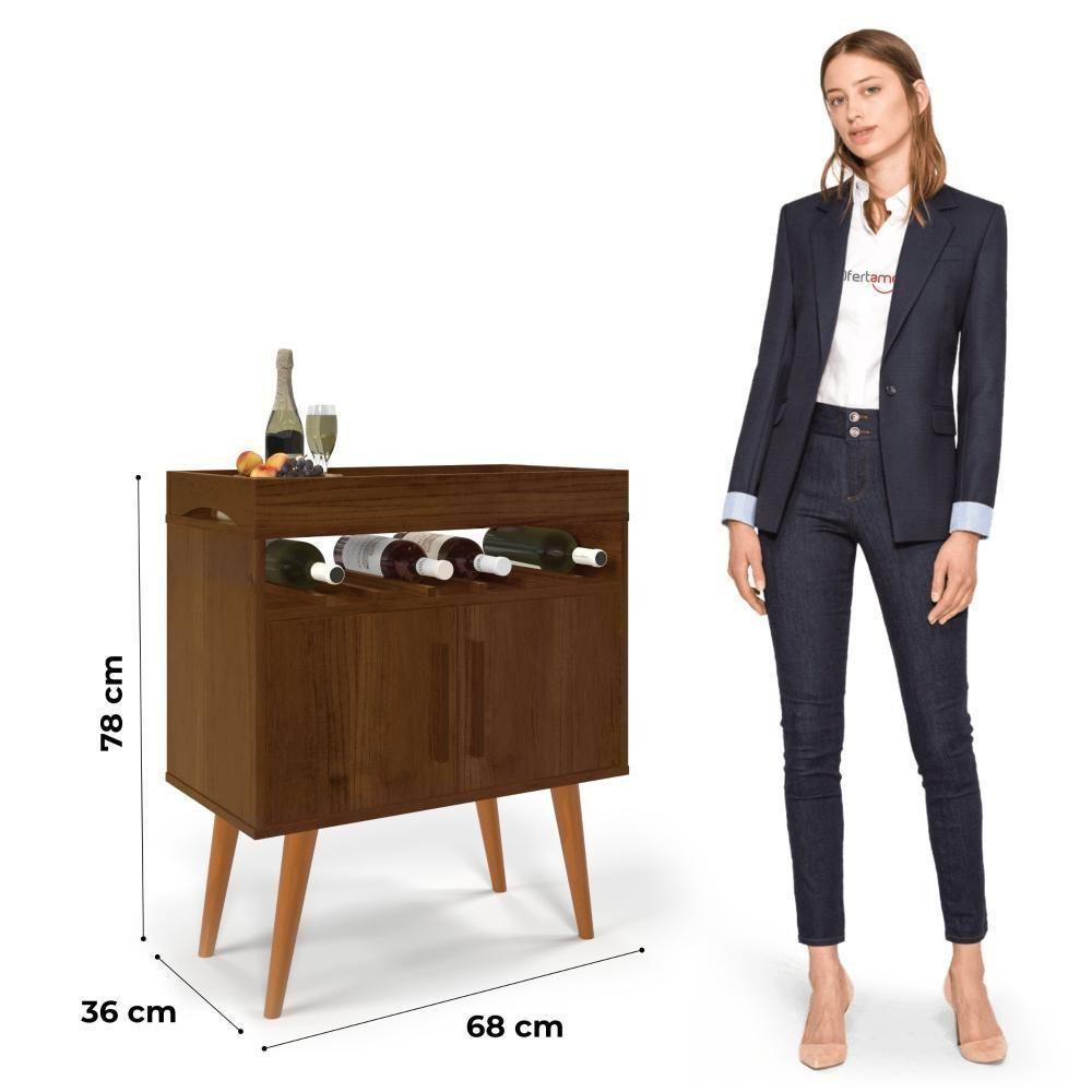 Aparador Café Drink Com Portas Pés Em Madeira Pinus Canela - 3