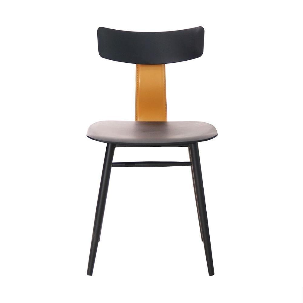 Kit 2 Cadeiras Analu Rivatti 42cm (largura) Assento E Encosto Pp Preto Detalhe Em Pu Marrom Base Aço - 3