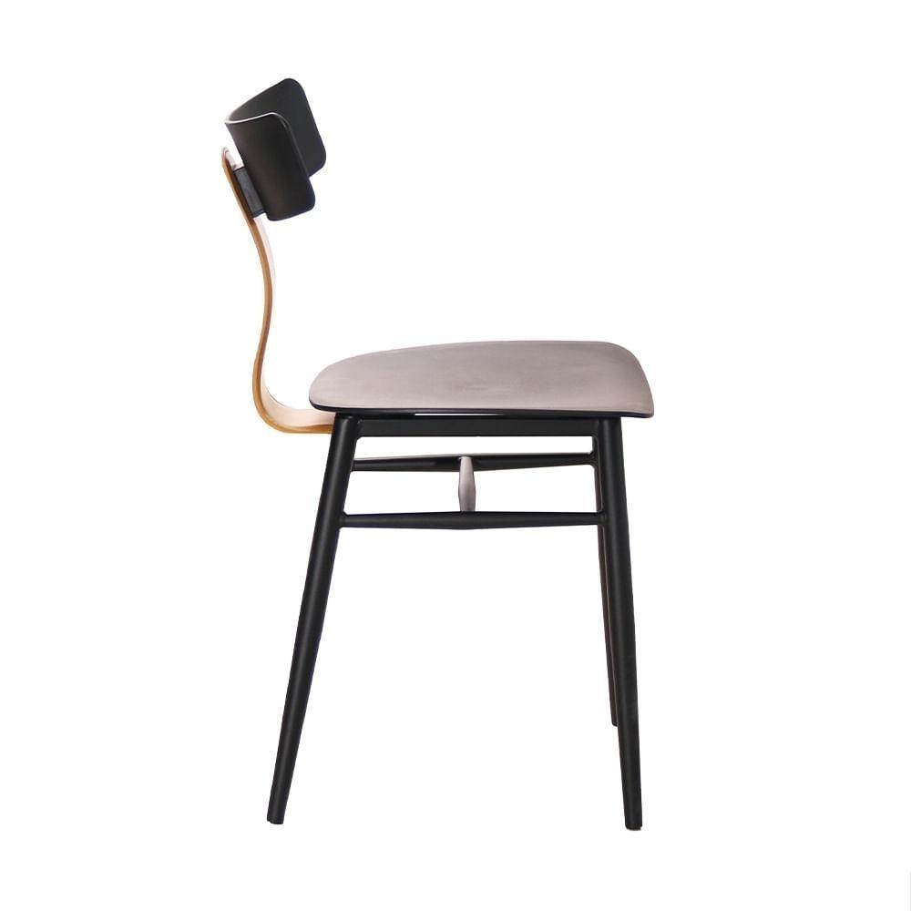 Kit 2 Cadeiras Analu Rivatti 42cm (largura) Assento E Encosto Pp Preto Detalhe Em Pu Marrom Base Aço - 4