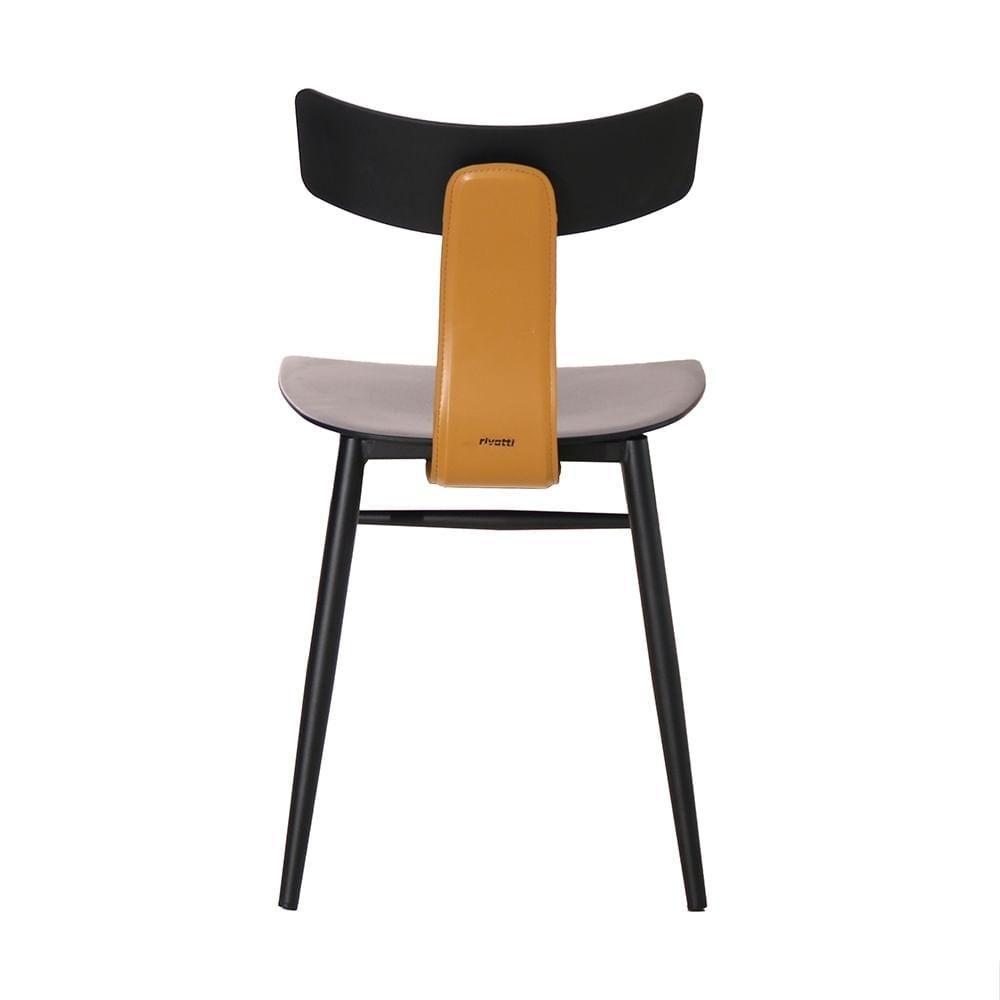 Kit 2 Cadeiras Analu Rivatti 42cm (largura) Assento E Encosto Pp Preto Detalhe Em Pu Marrom Base Aço - 5