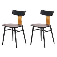 Kit 2 Cadeiras Analu Rivatti 42cm (largura) Assento E Encosto Pp Preto Detalhe Em Pu Marrom Base Aço - 1