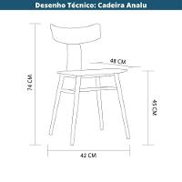Kit 2 Cadeiras Analu Rivatti 42cm (largura) Assento E Encosto Pp Preto Detalhe Em Pu Marrom Base Aço - 6