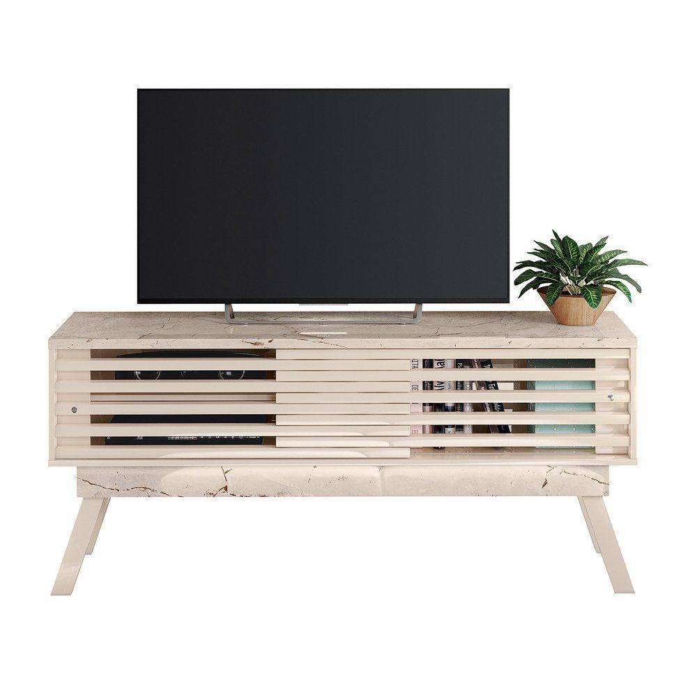 Aparador Bancada Para Sala Frizz 1.5 - 7 Decor Calacata E Off White - 1