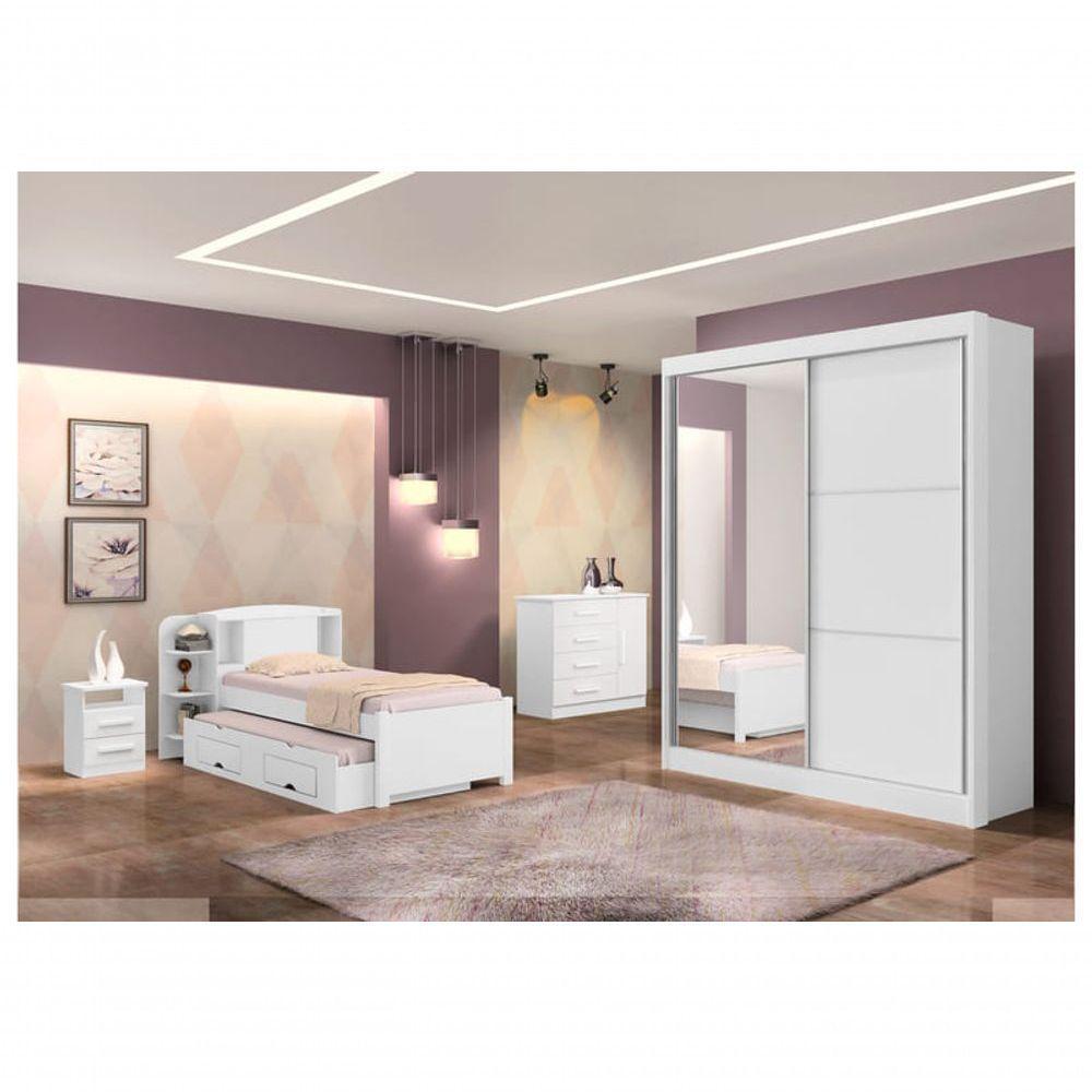 Guarda Roupa Solteiro 2 Portas 3 Gavetas - Atenas-branco - Móveis D'doro - 1