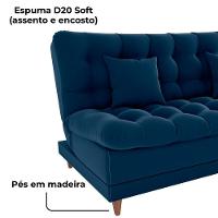 Sofa Cama 2 Lugares 185 Cm Duda Veludo E433 Milani Store Azul - 5